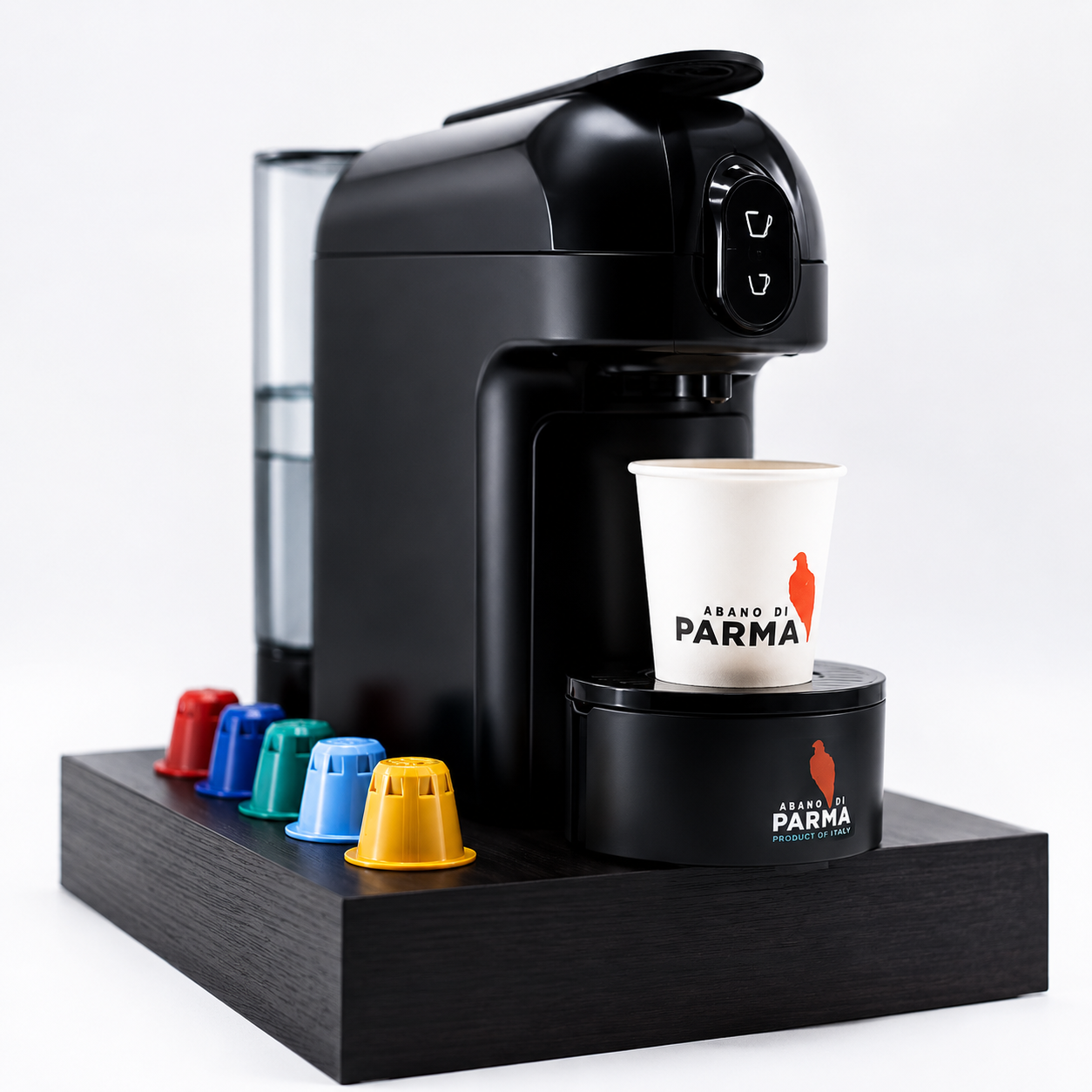 Nespresso compatible coffee machine with 60 Abano Di Parma capsules